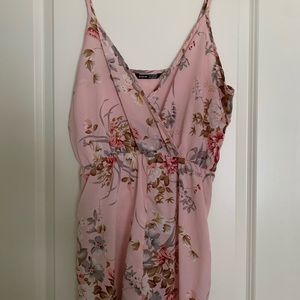 SHEIN light pink floral romper, size m